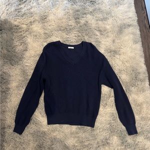 TNA Aritzia Navy Blue V Neck Cardigan